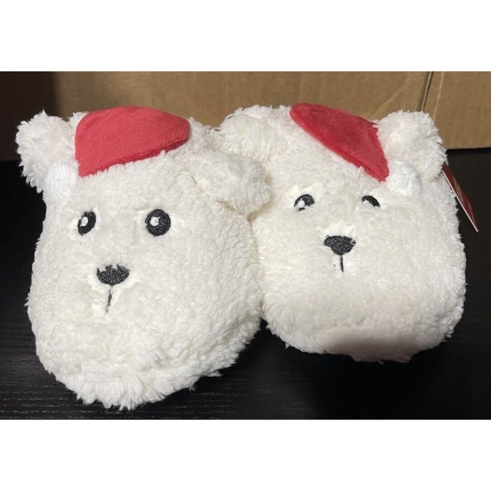 Jammies For Your Families Family Bears White Kid's Slip on Slippers Size L (2-3)